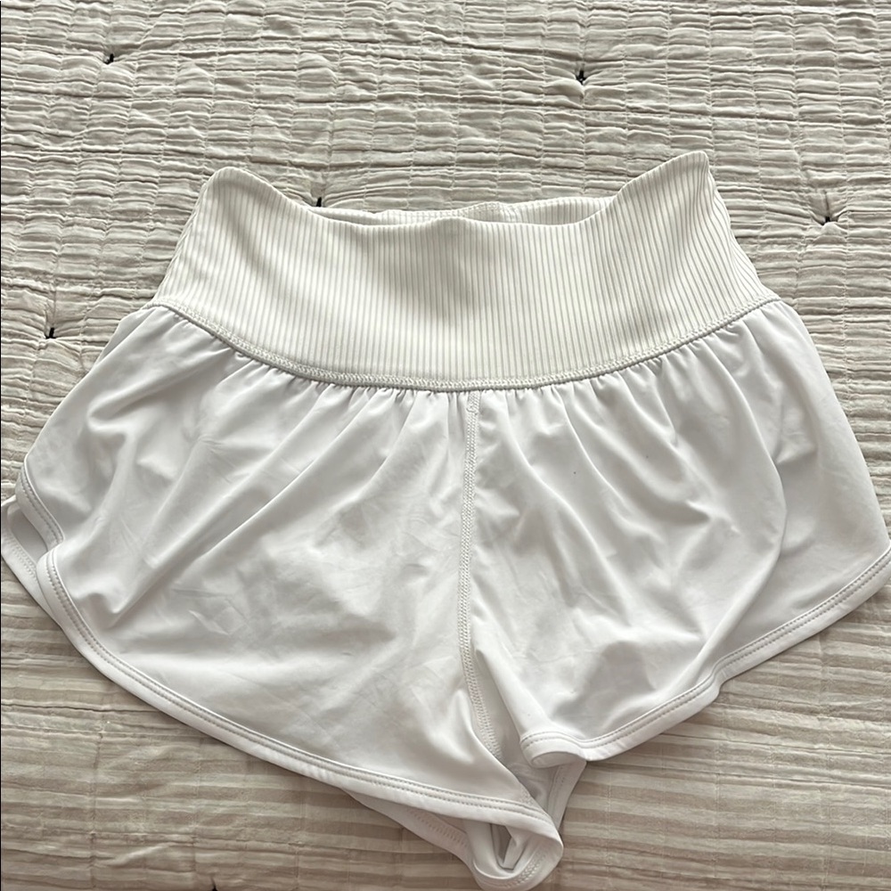 Free People White High-Waisted Athletic Shorts